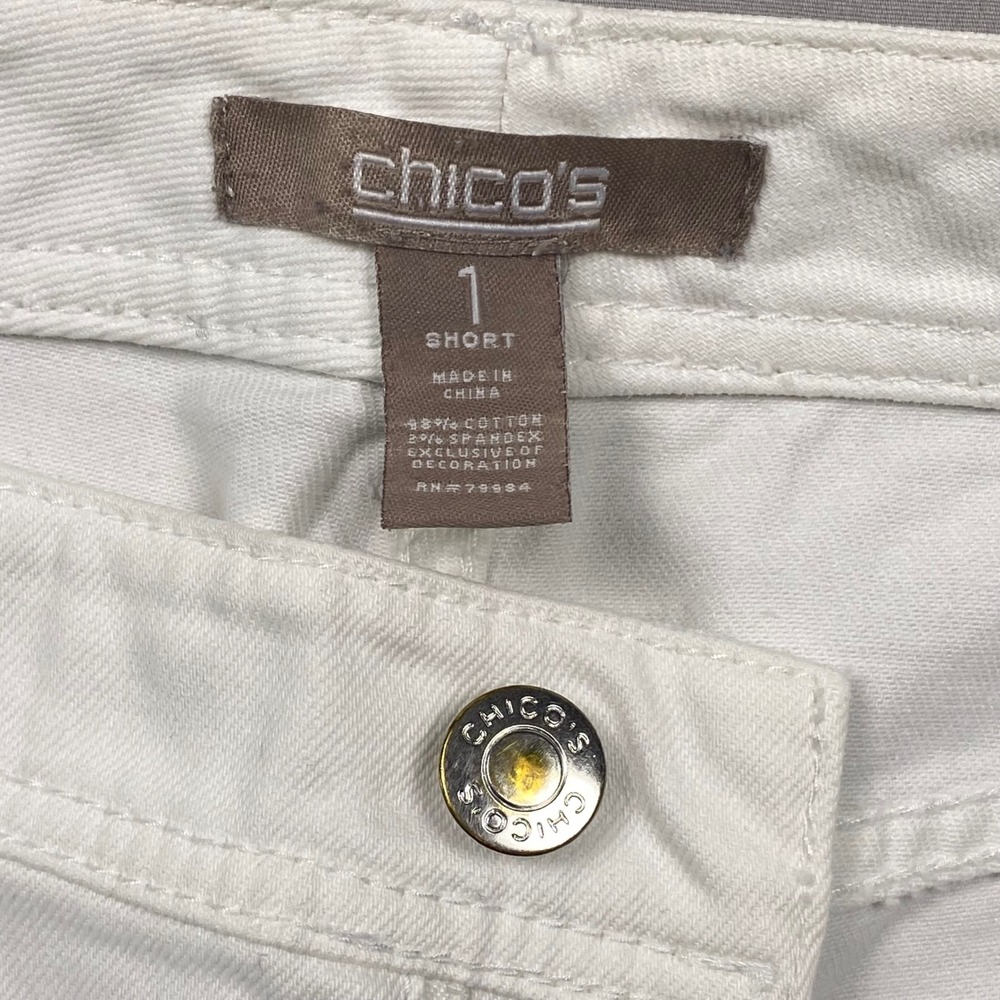 Chicos So Slimming Girlfriend Ankle Jeans Women 1 Short White Stretch Denim - Picture 4 of 16